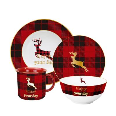 China Sustainable Ceramic Christmas Reindeer Dinnerware Set Designed 2021 by Classics for sale