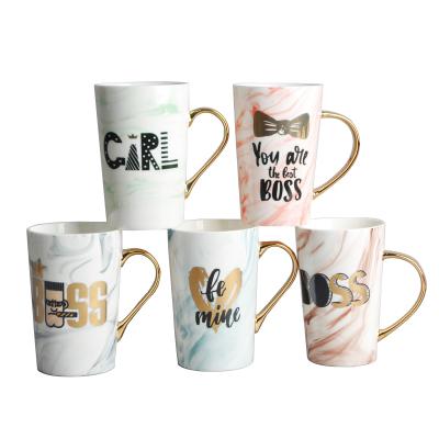 China Sustainable Custom Ceramic Coffee Mug Hand Printed Gold Stoneware Printed Mugs 500ml for sale