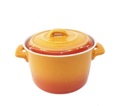 China Home and Restaurant Soup Pot Sustainable Ceramic Soup Bowl with Handle and Lid 5.1Inch for sale