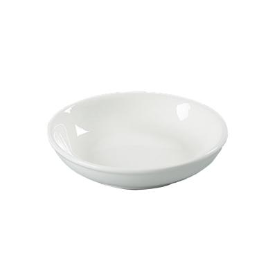 China Sustainable Restaurant 3 Inch Small White Round Porcelain Souce Dish for sale