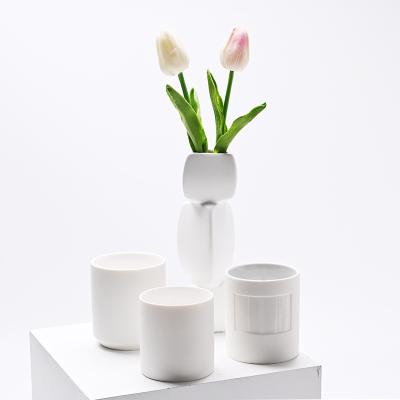 China Sublimation Home Modern Empty Cylinder Home Decoration DIY Blank Ceramic Candle Jar for sale