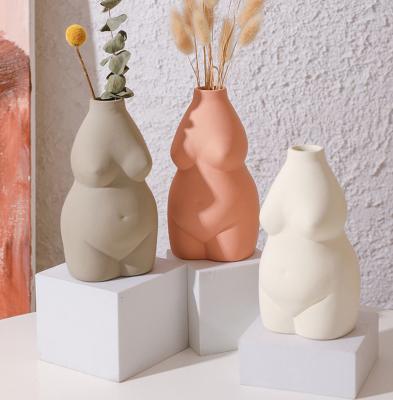 China 2021 New Arrival Hot Sale Table Top Design Ceramic Body Nordic Vase For Home Decoration for sale