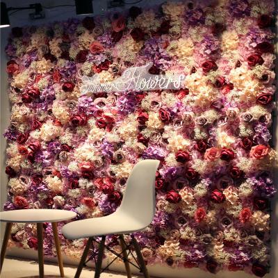 China Eco-friendly Wholesale Custom White Pink Wedding Supplies Decoration Rose Backdrop Silk Artificial Decorative Flower Wall for sale