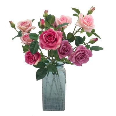 China Eco-friendly Real Touch Flowers Single Rose Flower Silk Artificial Decorative Flowers Wedding Decoration Table Centerpiece for sale