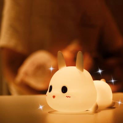 China Modern Customize Logo Printing Silicone Kid Cute Night Light Mini USB Lit Christmas Rabbit Cat Toy Gift for sale