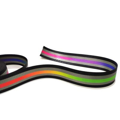 China Rainbow Color Gradation Viable Side Printed Pure Nylon Double Side Printed Webbing Bag Strap 47MM for sale