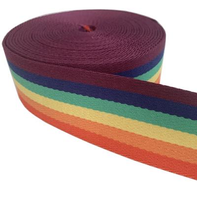 China Viable China Manufacturer Supply 50mm Rainbow Polyester Cotton Twill Webbing for sale