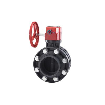 China Factory General Wholesale FLANGED PVC Butterfly Valve Impeller Type For Pharmacy Fields Suitable For Water Treatment for sale