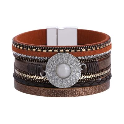 China Wholesale Bohemian style vintage texture and fashion factory jewelry disc bead multilayer disc bead bracelet for women for sale