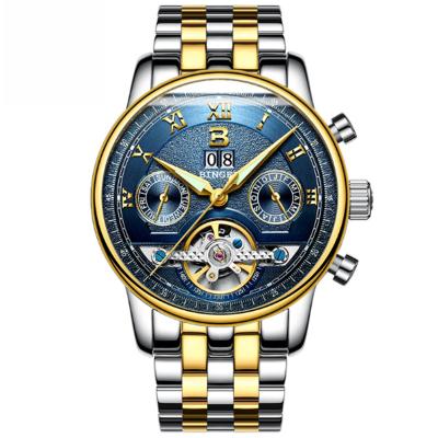 China 2019 fashion automatic multifunctional tourbillon date binger men automatic mechanical luminous waterproof wristwatches for sale