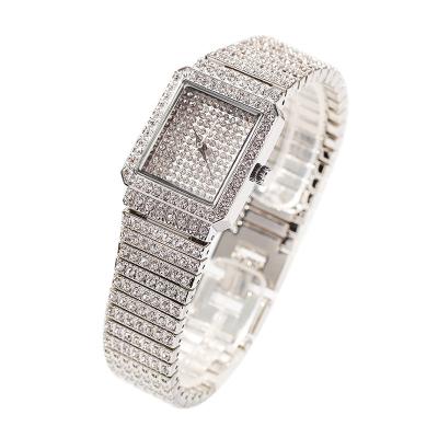 China Not Specified 2021 New Square Dial Fashion Online Wholesale Diamond Fully Studded Women Quartz Luxury Watches With Diamond for sale