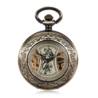 China PM7036 China Retro Surface Antique Online Hot Selling Brushed Finish Bronze Mechanical Pocket Watch for sale