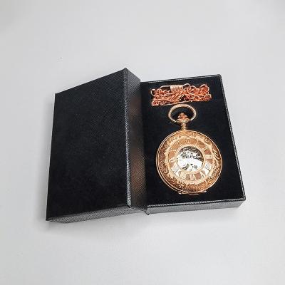 China PB001 Modern High Quality Black Paper Material Gift Box Packaging For Pocket Watch for sale