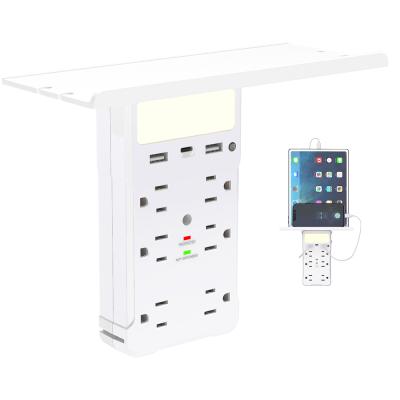 China Wontravel Surge Protector USB-C Plug Surge Protector Adapter Holder USB Socket Wall Charger 6 Outlet Supplement with Night Light for sale