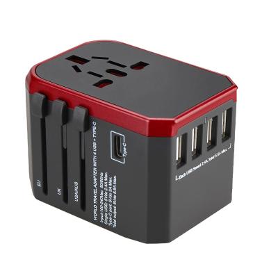 China Newest Universal Travel Plug Travel Adapter Electrical Plug with 5.6A Type-C 4USB UK US AU EU Plug Travel Adapter for sale