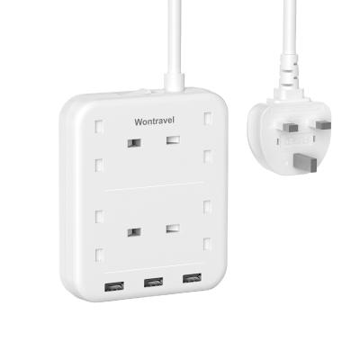 China Newest Travel Design UK Standard Power Strip with 3 USB Extension Lead Power Extender for sale