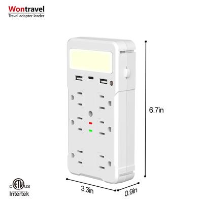 China Multiple Socket USB Wall Charger 6 AC Night Light Outlet Shelf Rack Residential / Multipurpose High Recommendation for sale