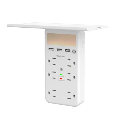 China Commercial Surge Protector Power Strip ETL USA Plug Outlet Night Light AC 6 Outlet Rack Extension Socket for sale