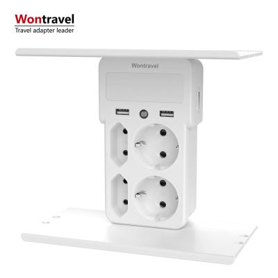 China Convenient Safety Wall Outlet Shelf Europe Outlet Holder EU Extension Socket Electric Power Strip for sale