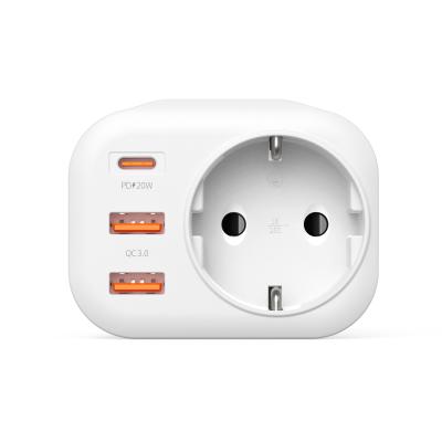 China Fast Charging Type PD 20W EU Wall Outlet Arrival 3 USB Outlet Supplement Power Plug Travel Plug and F Plug for sale