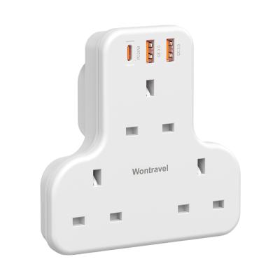 China Multiple Travel Outlet Supplement USB Wall Socket 3 Outlets With 3 USB Ports PD 20W Wall Charging Adapter for sale