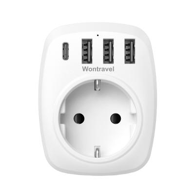 China New Design Commercial DE Plug Socket Adapter 3 USB Charger Germany to UK Universal Plug Travel Adapters for sale