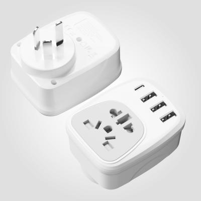 China Travel Commercial Adapter 4-in-1 New Zealand Plug Power Australia China USB Switch Electrical Outlets for sale