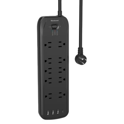 China Home Plug 10 Outlets Travel Surge Protector 4800J Surge Dual Charger USA Power Strip for sale