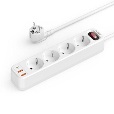 China Travel EU Power Strip With 20W PD 4 Way Outlet Extension 3 USB Power Strip for sale