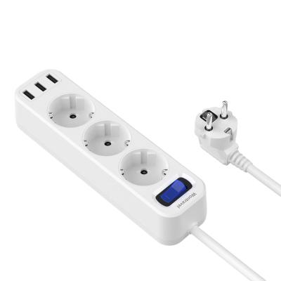 China German Travel 3 USB Power Board Outlet Eu Power Strip Extension Outlet With Switch for sale