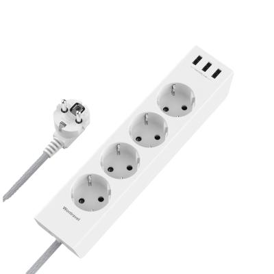 China Travel EU Power Strip Extension Board Overload Protection French-German Power Extension Board With 3 USB for sale