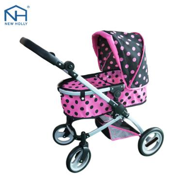 China Wholesale Metal Tube PP 150D Polyester Factory Kids Toys Baby - Doll Stroller Toy With Basket And Canopy for sale