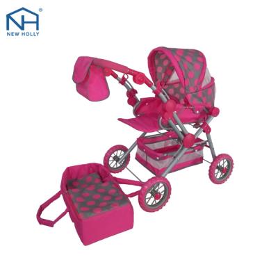 China Lovely plastic doll baby stroller toy with car seat and shoulder bag 78*47*81cm for sale