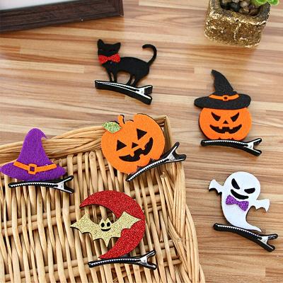 China Cute& Stylish Halloween Cartoon Hair Clips Halloween Cosplay Costume Accessory Hairpins Cat Witch Hat Barrettes Pumpkin Ghost Black Alligator for sale