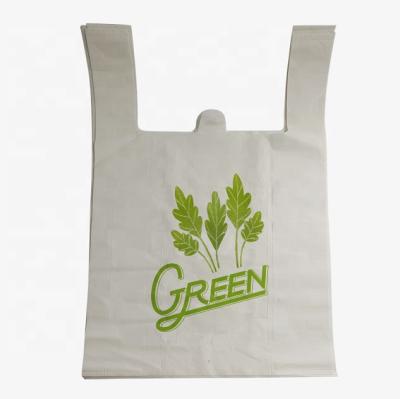 China Eco-friendly 100% Compostable Biodegradable Supermarket T-shirt Grocery Packing Tote Shopping Bags Poly Accept Custom Printing Or Logo for sale