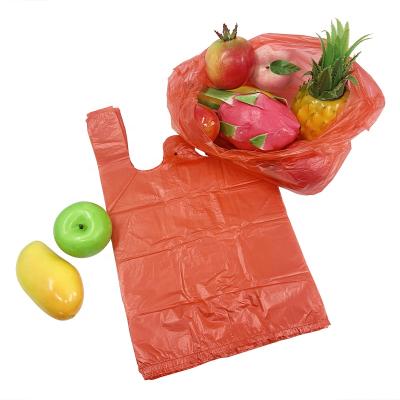 China Poly Side Tote Cheap Price Gusset Grocery Bag Wholesale Red Plastic Bag Supermarket T-shirt Bag Shopping Bags for sale