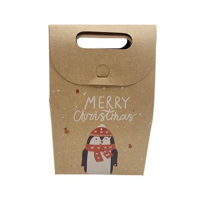 China Pretty Wholesale Good Quality Recyclable Recycle Christmas Custom Your Own Logo Printed Cheap Kraft Paper Gift Bag In Stock For Cookie Candy for sale