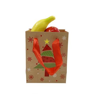 China Snowflake Gift Wrapping Stock Merry Christmas Recyclable Paper Bag Logo Printing White Card Hand Bags for sale