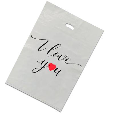 China Custom Die Cut Bags Moisture Proof Thank You Handle Plastic Die Cut Shopping Bag For Clothing, Laundry, Shopping for sale