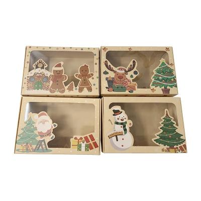 China Recyclable Packaging Paper Christmas New Year Kraft Gift Boxes With Clear Window Christmas Cookie Box for sale