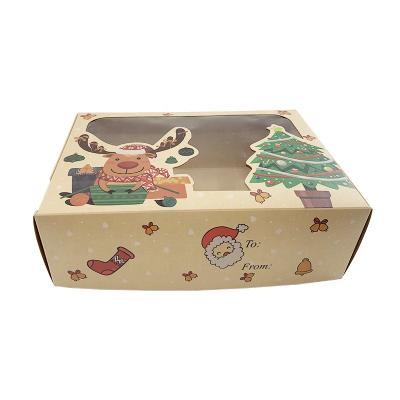 China Merry Christmas Recycled High Quality Custom Your Own Logo Printed Cheap Paper Kraft Candy Box With Window For Gift for sale