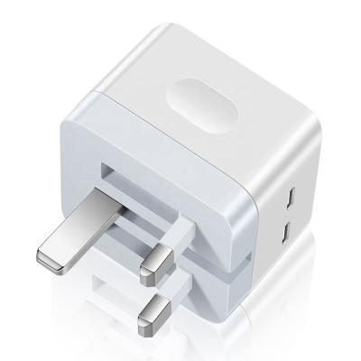 China PD 35W 40W 2-Port Fast Charger Foldable US EU UK plug cheap price dual USB-C 20W total 40W wall charger adaptor type C fast charging chargers for Apple iPhone for sale