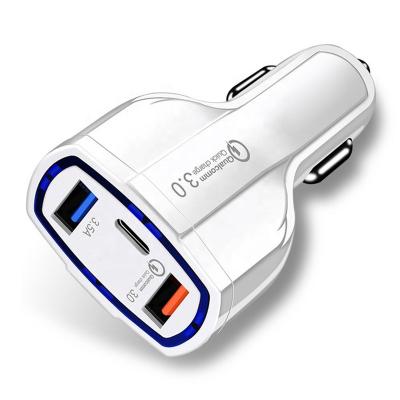 China Fast charging 2023 New product car accessories qc 3.0 usb car charger 2 usb port with type c PD fast car charger for sale