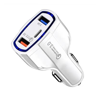 China Fast charging 3 Port Smart 5V QC3.0 3.5A OEM Type C PD Car Charger Dual USB for Mobile Phone Universal car charger for sale