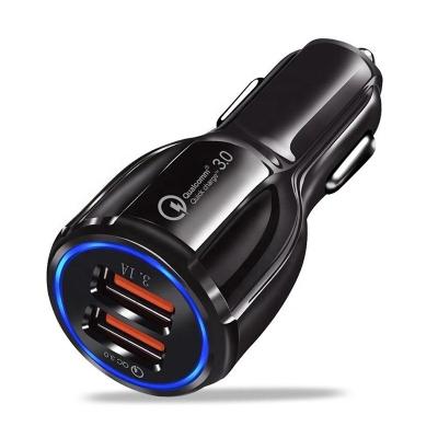 China Fast charging Factory Direct Sale 2 USB Port Quick Charging QC 3.0 Mini Dual Usb Car Charger With Led for sale