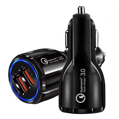 China Fast charging Wholesale 5V 2.4 Amp qc 3.0 Dual USB port Car Charger packaging with logo custom QC3.0 Car Charger for sale