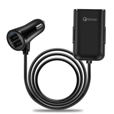 China Qc3.0 3.1A Fast charging Multi USB Port QC 3.0 Backseat Clip Car Charger Extension Cord Long Cable For iPhone Rear Back Seat Vehicle Quick Charge Adapter for sale