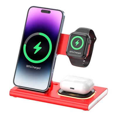 China All In One Wireless Fast charging New Version Wireless Charger Stand 3 in 1 15W Wireless Charger Device for Mobile Phone earphone 3W watch 2W charger charging pad for sale