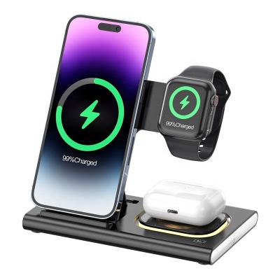 China All In One Wireless Fast charging Promotion Muti function 3 In 1 Wireless Charger Watch Holder Earphone Charing 10w 15w Fast Charger for IPhone Android for sale