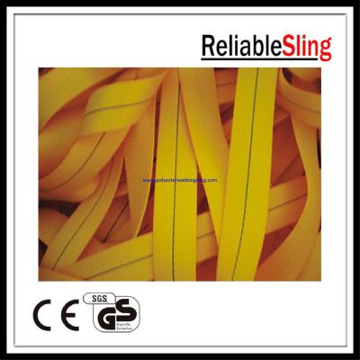 China 1 Ton 25mm Yellow Ratchet Strap Webbing , Polyester tie down webbing for sale